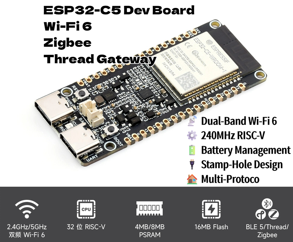 Płytka rozwojowa ESP32-C5 z dw – Matter Hub Thread recenzja i cena